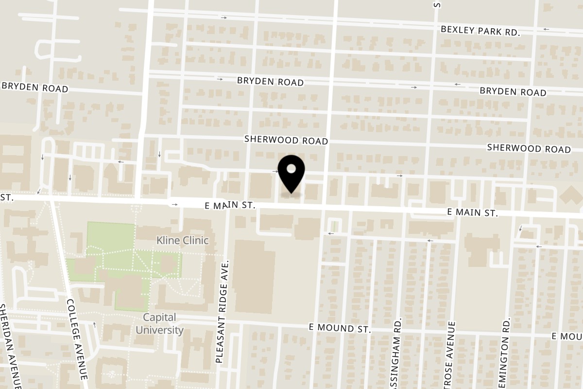 Map showing the location of Khaab Indian Kitchen and Bar Bexley on 2400 E Main St in Bexley